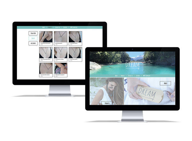 Website homepage and jewelry product page